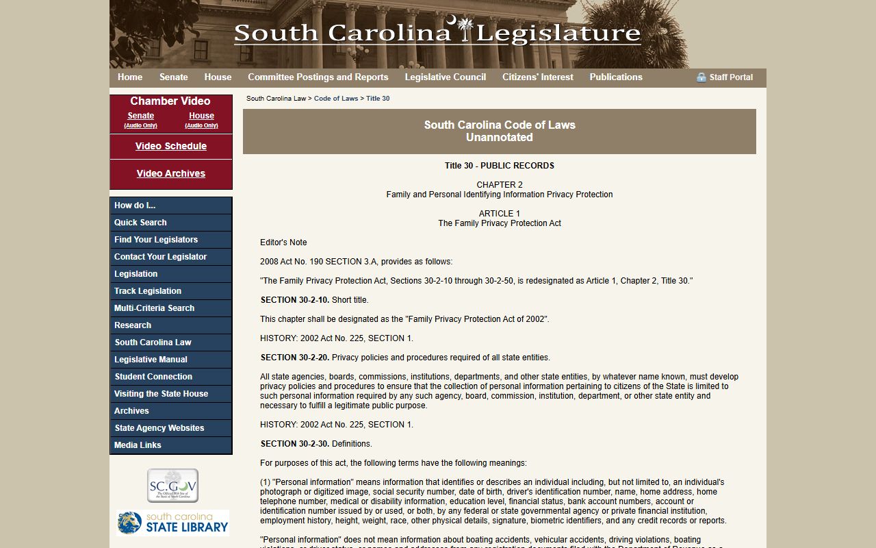 Chester County Clerk of Court privacy protection statute