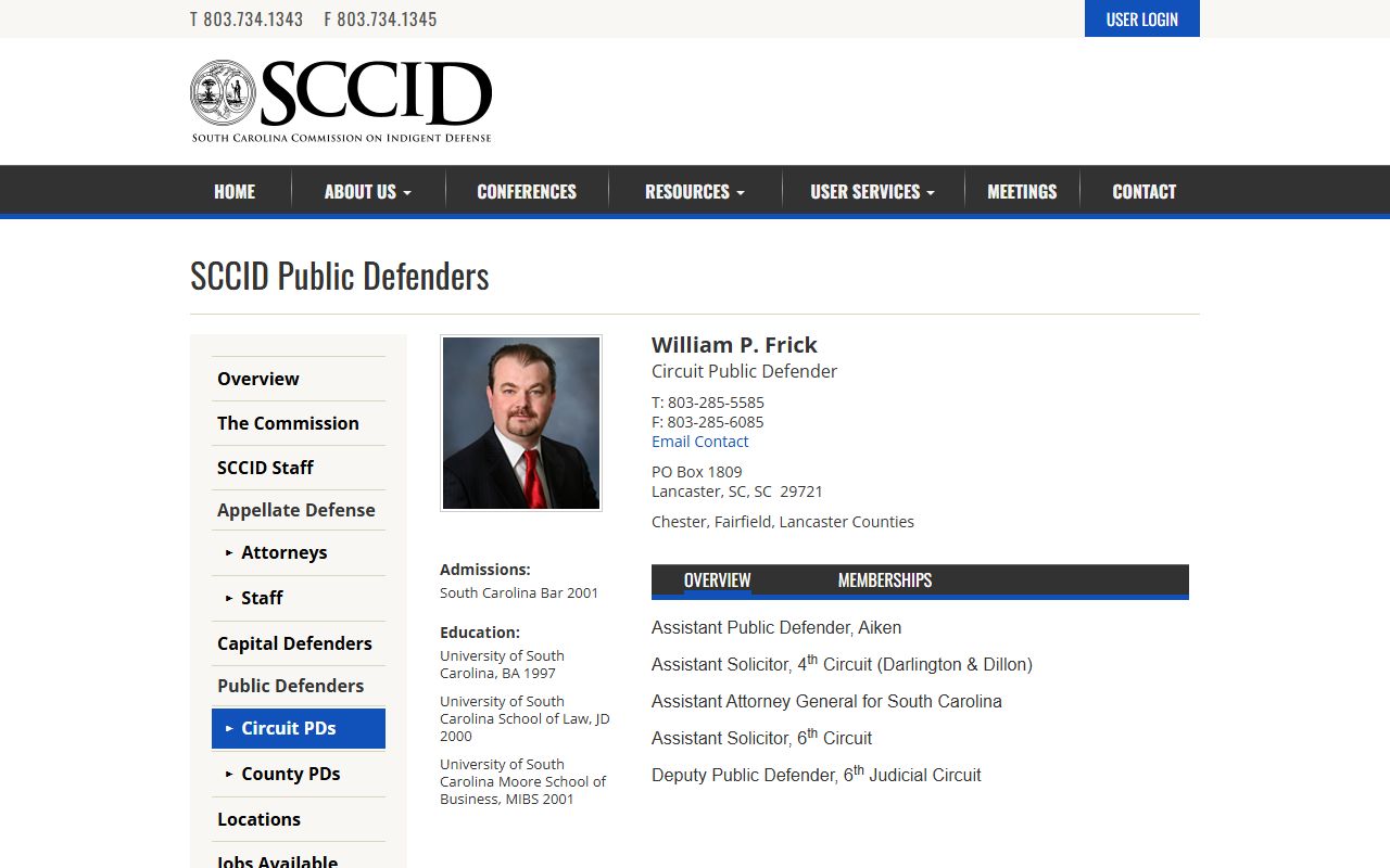 Sixth Circuit Public Defender William P. Frick biography page