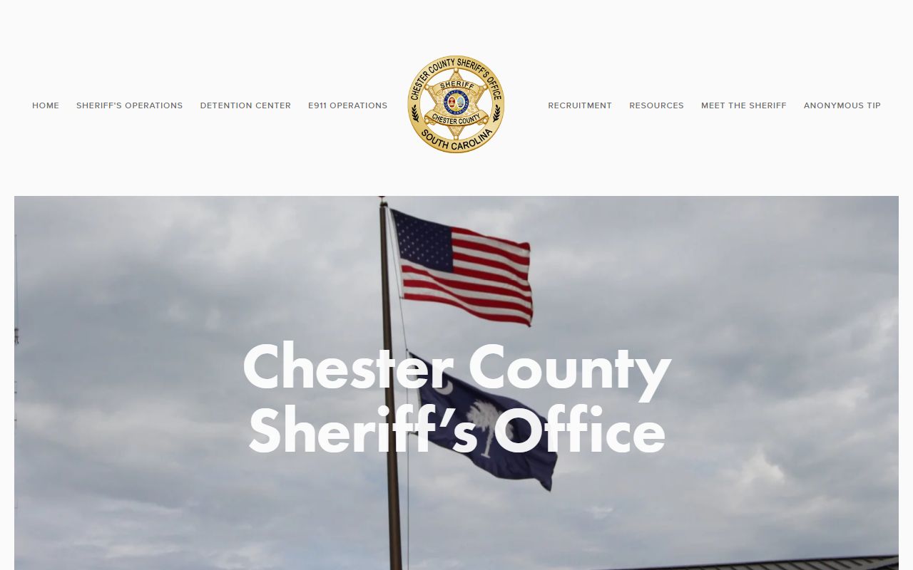 Chester County Sheriff's Office homepage for arrest and public-safety contacts