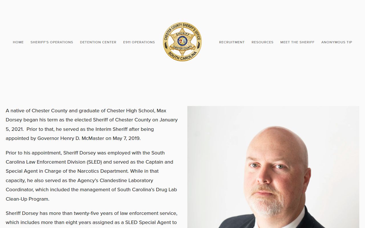 Sheriff Max Dorsey official biography page for Chester County