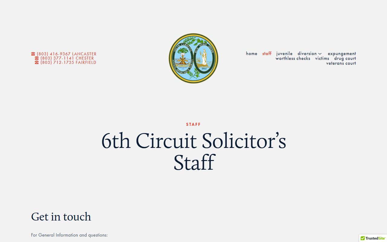 Chester County court dockets Sixth Circuit Solicitor staff page