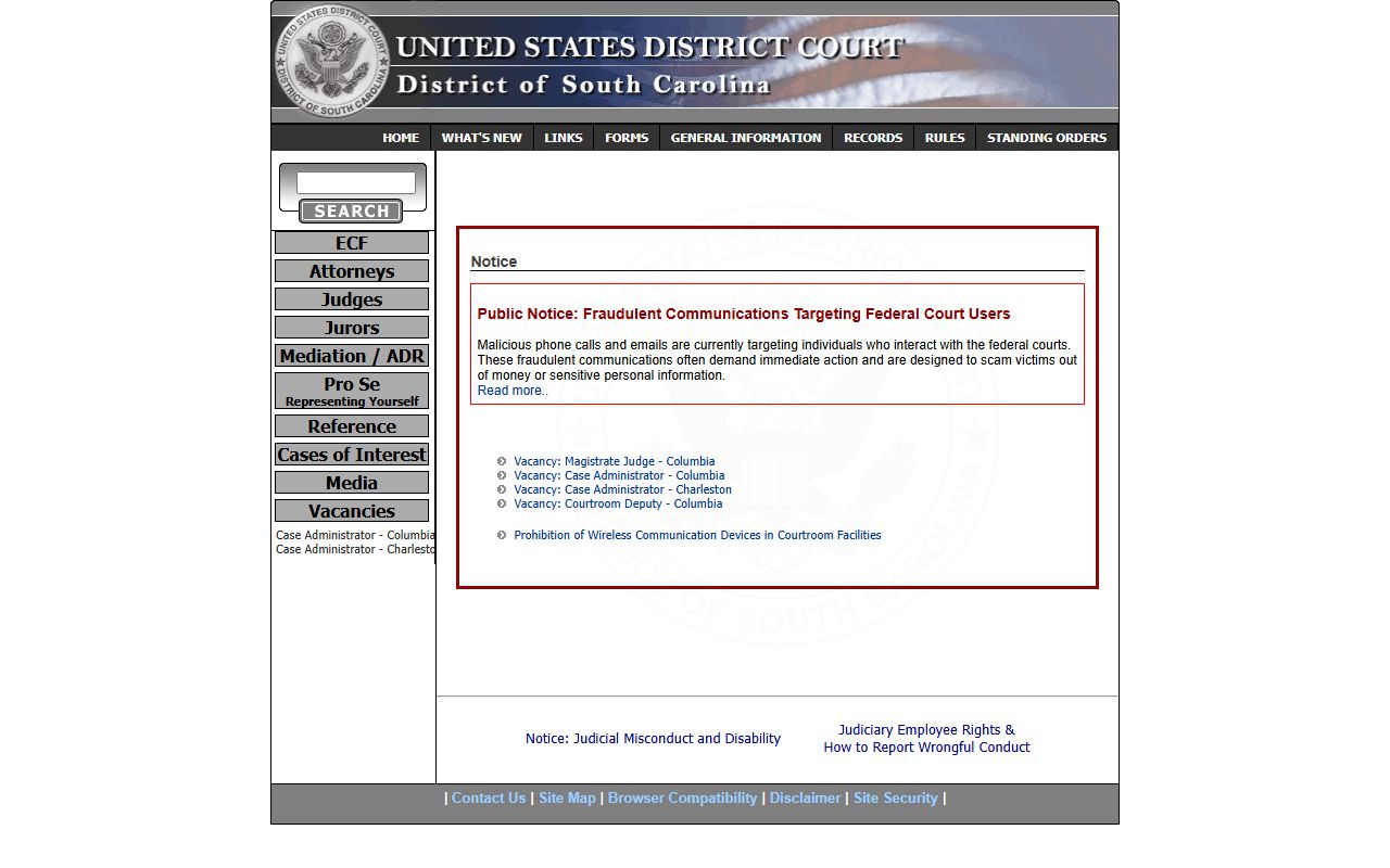 Chester County Court records federal district court homepage