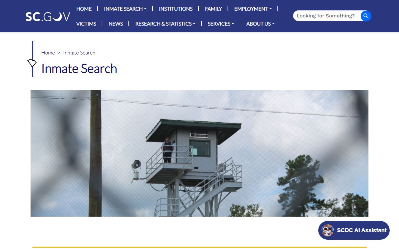 SCDC inmate search disclaimer for sentenced state prisoners