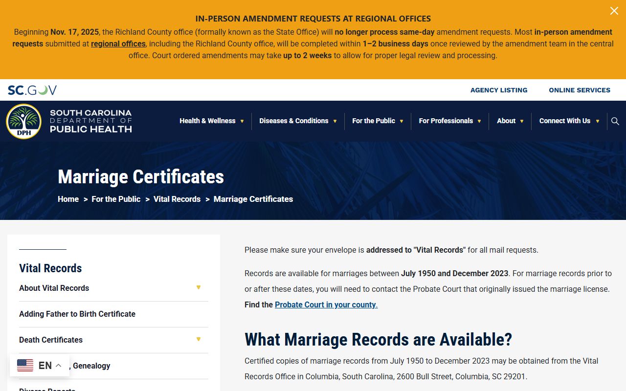 Chester County marriage and divorce records DPH marriage certificates