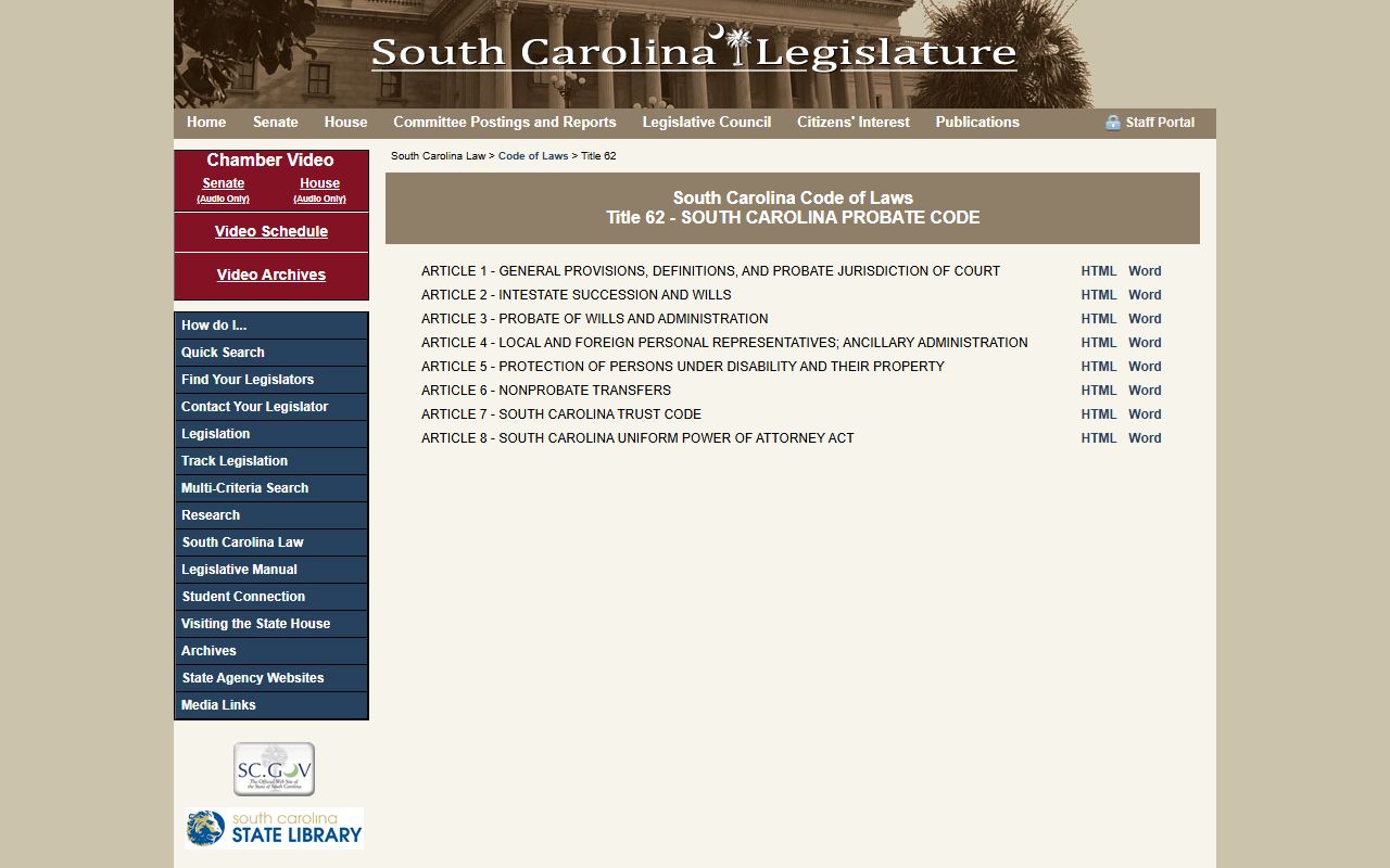 Chester County probate records South Carolina Probate Code title page